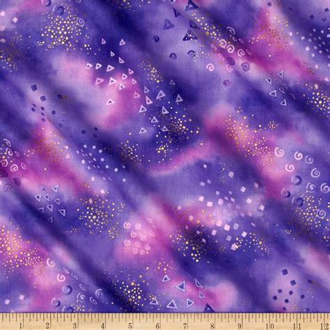 Laurel Burch Fabric, LB Basic Glitter, Bright Pinks/lavenders, 